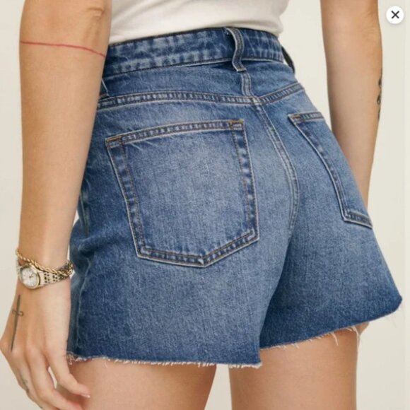 Reformation Norah Stretch High Rise Jean Shorts – Medium Blue – Size 25‎ - Picture 4 of 11